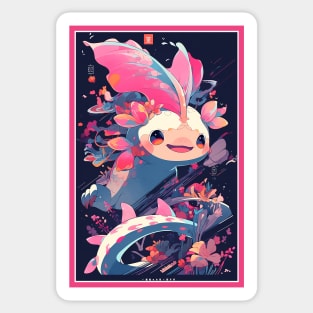 Cute Axolotl Anime Art Design | Cute Animals | Axolotl Hentaii Chibi Kawaii Design Sticker